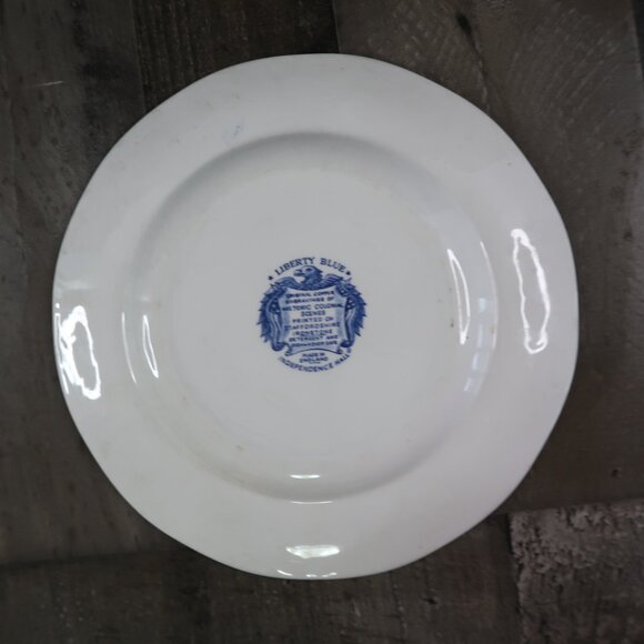 Staffordshire England Liberty Blue Ironstone Colonial Scene Blue & White Plate - Picture 6 of 7